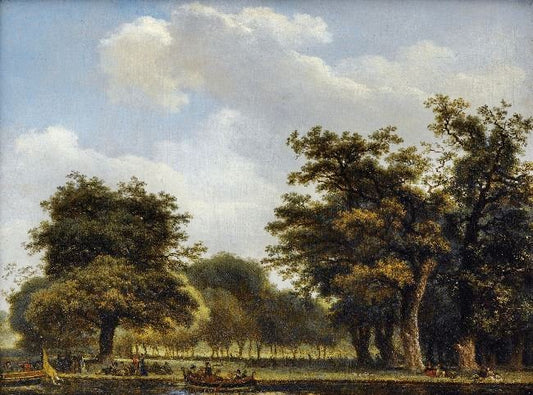 Elegant Group Disembarking In A Park by Jean-Honore Fragonard