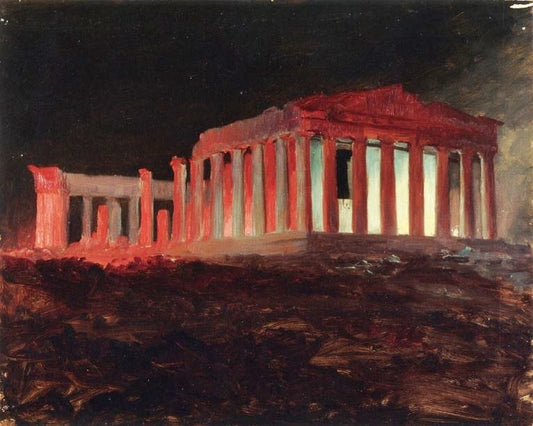 Parthenon, Athens, From The Northwest, Illuminated Night View by Frederic Edwin Church