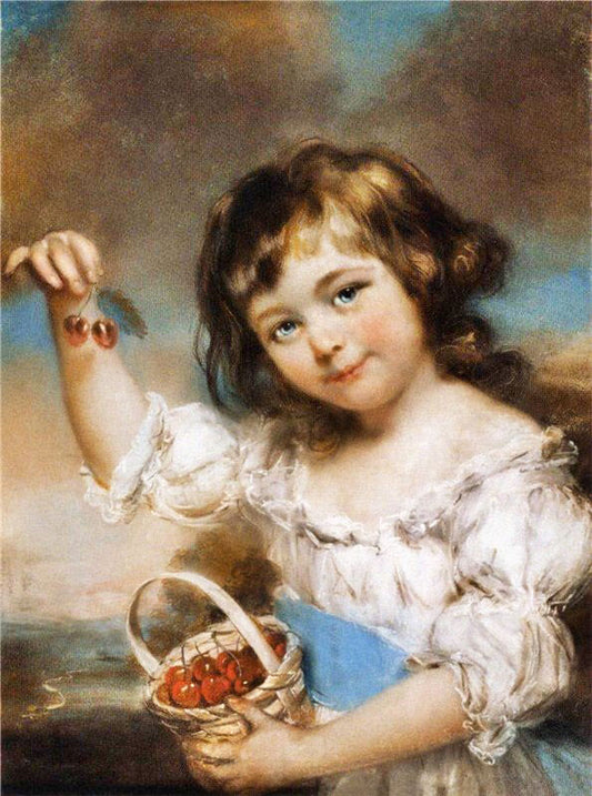 Small Girl Presenting Cherries by John Russell