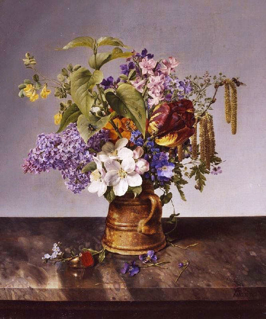 Flowers In A Jug by Johann Wilhelm Preyer