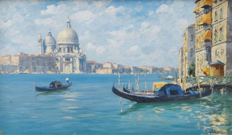 View Over The Grand Canal On S. Maria Della Salute by Ferdinando Silvani