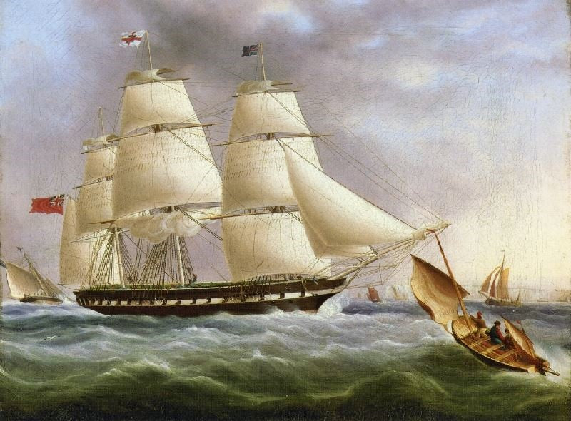 A Three-Masted Ship Off Dover by James E. Buttersworth