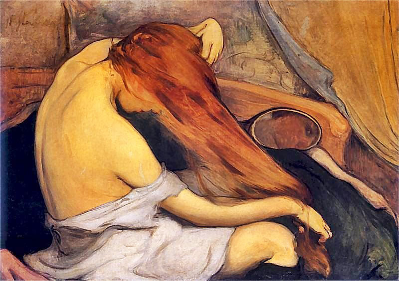 Woman Brushing Her Hair by Wladyslaw Slewinski