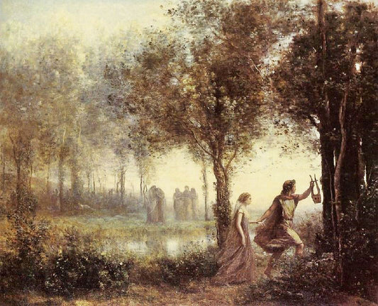 Orpheus Leading Eurydice From The Underworld by Jean-Baptiste-Camille Corot