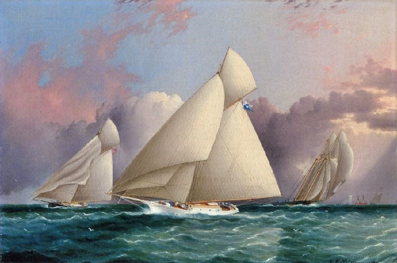 Yacht ’Sappho’ Beating To The Wind by James E. Buttersworth