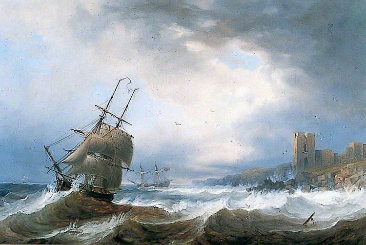 Ships Beating Off A Lee Shore by John Wilson Carmichael