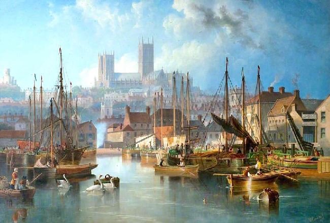 The Brayford Pool And Lincoln Cathedral by John Wilson Carmichael
