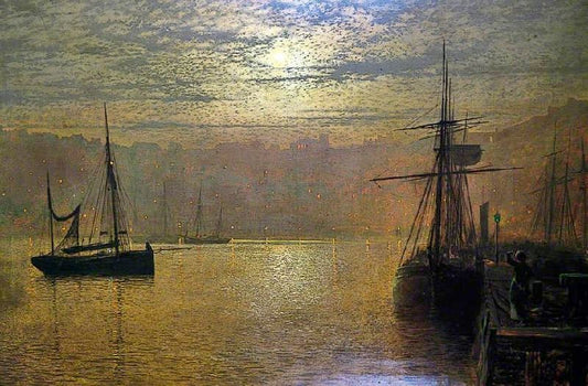 Lights In The Harbour, Scarborough by John Atkinson Grimshaw