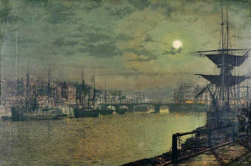 Baiting The Lines, Whitby by John Atkinson Grimshaw