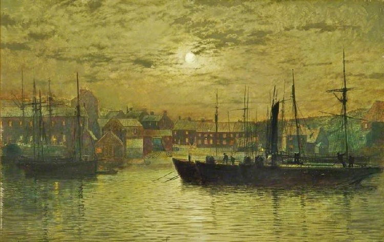 The Harbour At Whitby By Moonlight by John Atkinson Grimshaw
