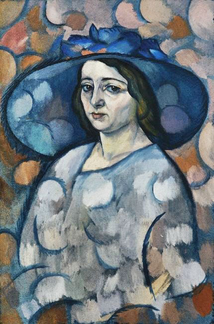 Lady In A Blue Hat by Vladimir Baranoff-Rossine