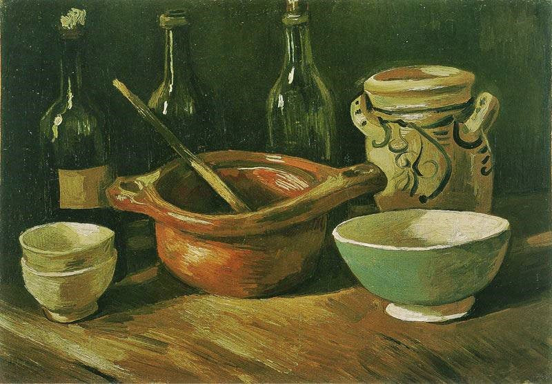 Still Life With Eathenware And Bottles by Vincent van Gogh