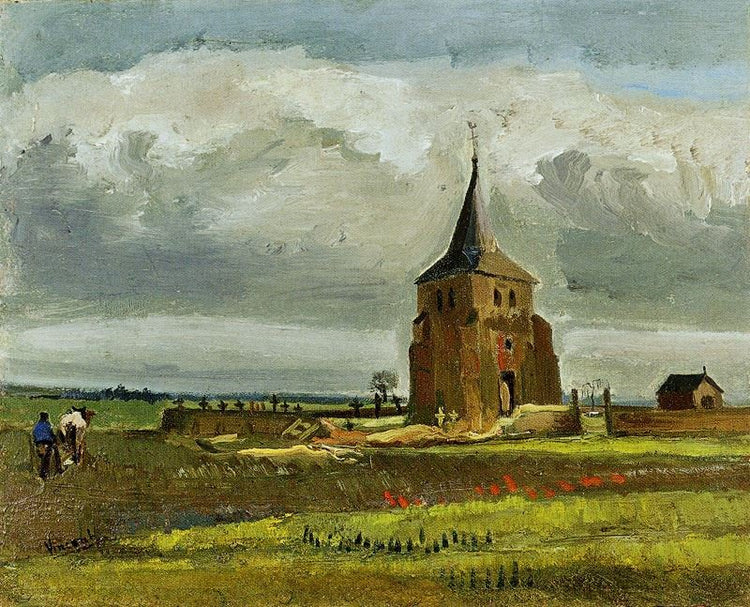 Old Tower At Nuenen With A Ploughman by Vincent van Gogh