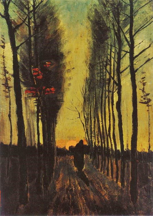 Lane Of Poplars At Sunset by Vincent van Gogh
