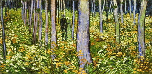 Couple Walking Between Rows Of Trees by Vincent van Gogh