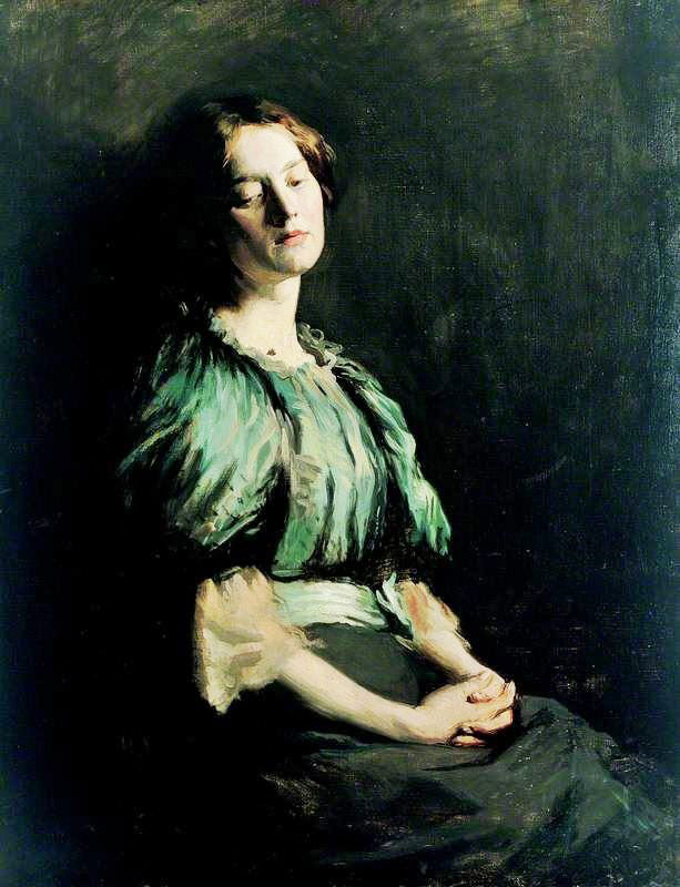 PORTRAIT OF A GIRL WEARING A GREEN DRESS