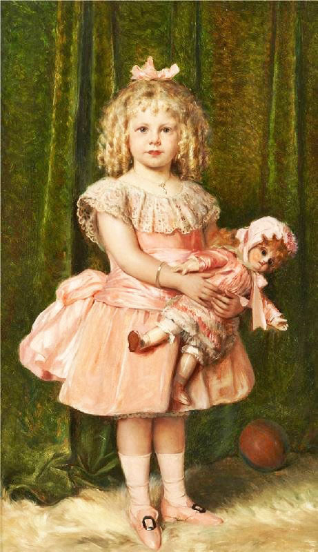 Portrait Of A Girl With A Doll by Leon Herbo