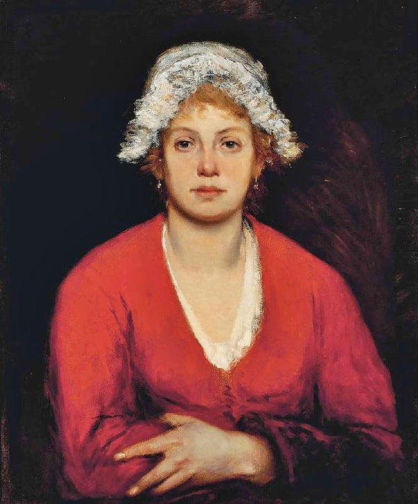 Portrait Of A Girl In A Red Dress by Fritz von Uhde