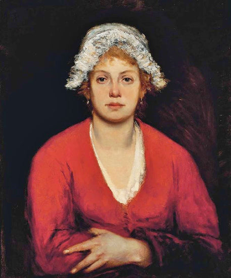 Portrait Of A Girl In A Red Dress by Fritz von Uhde