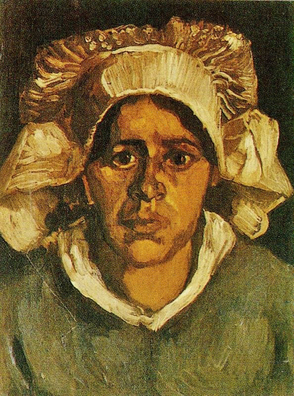Head Of Gordina De Groot In A White Bonnet by Vincent van Gogh