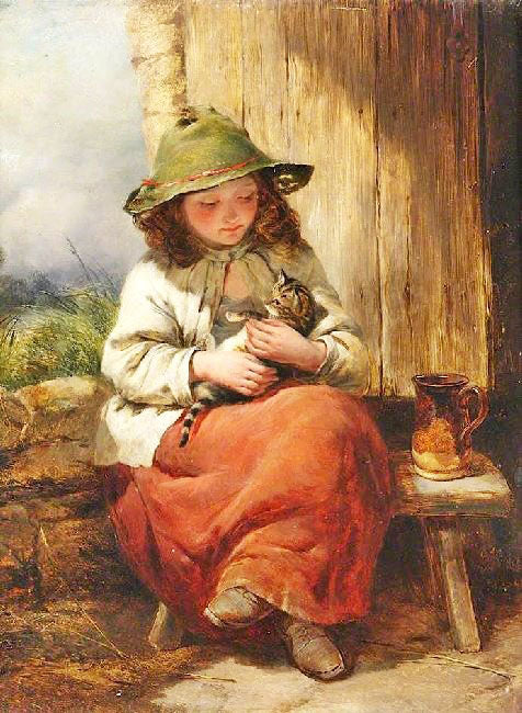 Child With Kitten by Edward John Cobbett