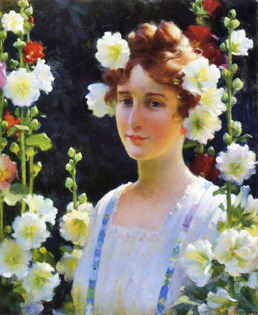 Among The Hollyhocks by Charles Courtney Curran