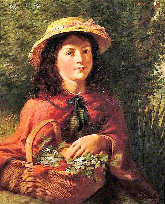 Young Girl With A Basket Of Flowers by Robert Collinson