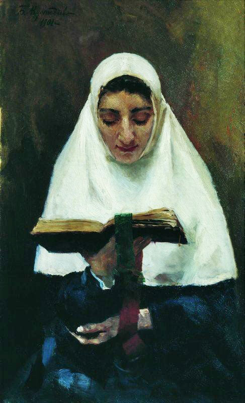 A Nun by Boris Mikhailovich Kustodiev
