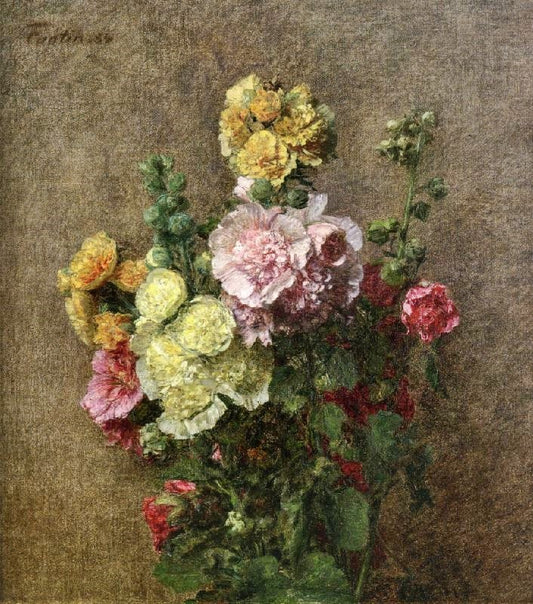 Hollyhocks Without Vase by Henri Fantin-Latour