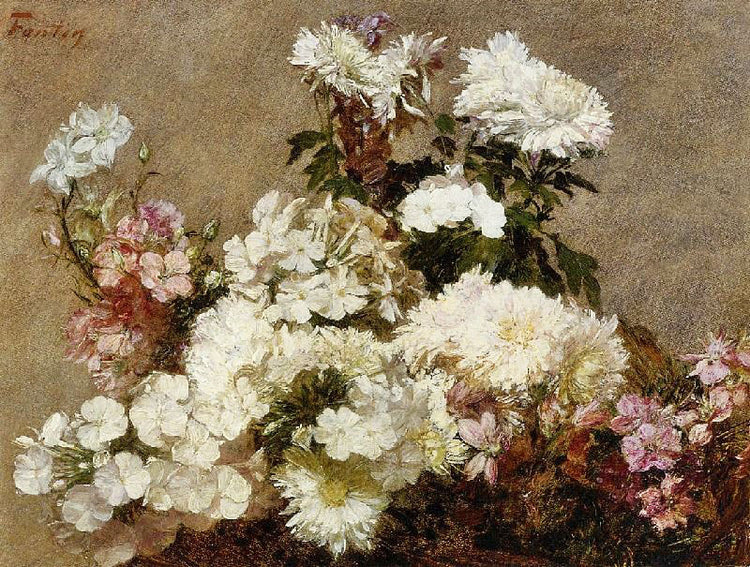 White Phlox, Summer Chrysanthemum And Larkspur by Henri Fantin-Latour