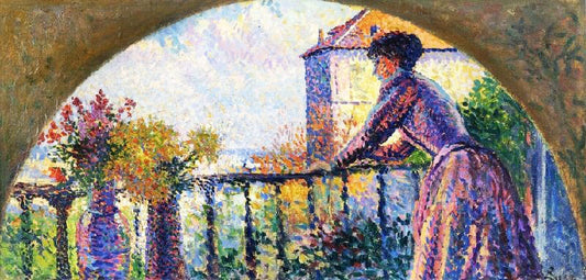 Paris, Rue Cortot, Madame Luce On The Balcony by Maximilien Luce