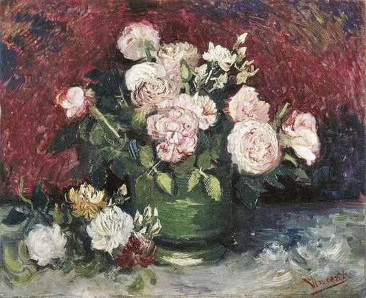 Vase With Peonies And Roses by Vincent van Gogh