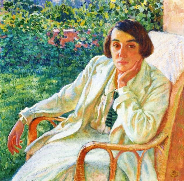 ELIZABETH VAN RYSSELBERGHE IN A CANE CHAIR