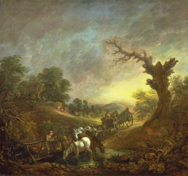Sunset: Carthorses Drinking At A Stream by Thomas Gainsborough