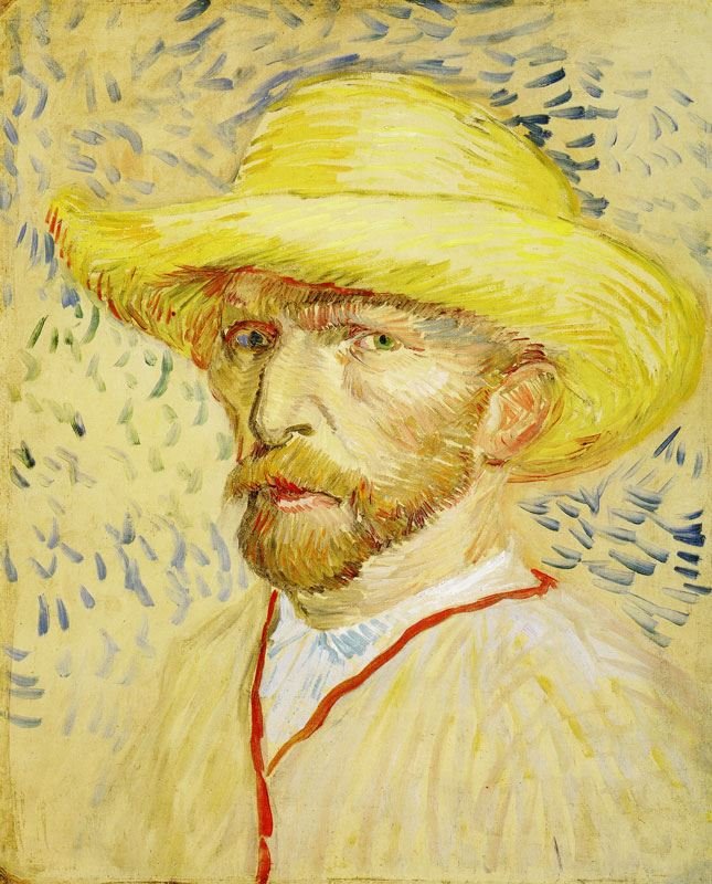Self-Portrait With Straw Hat by Vincent van Gogh