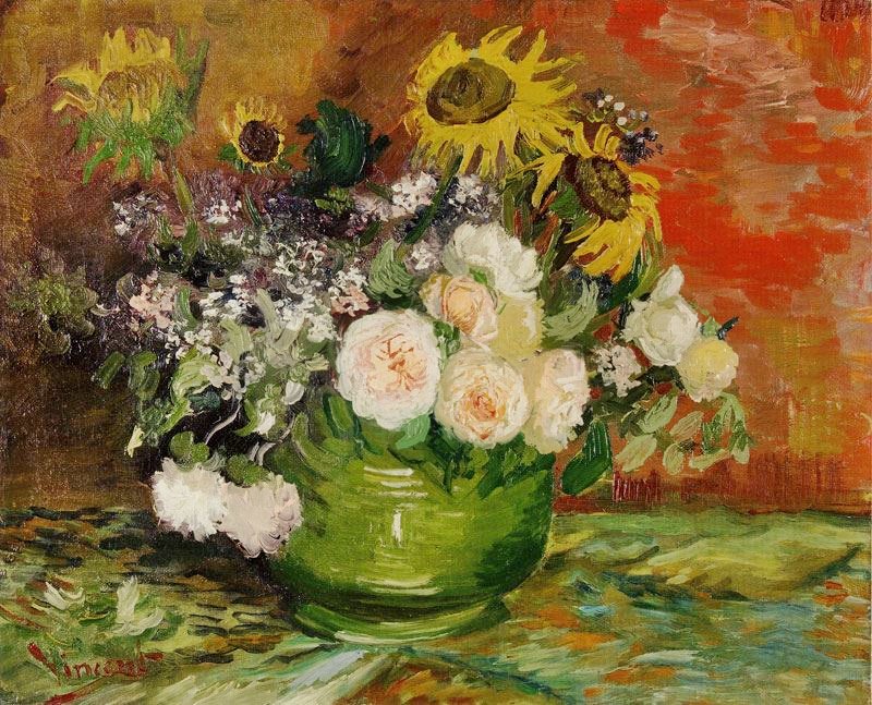 Roses And Sunflowers by Vincent van Gogh