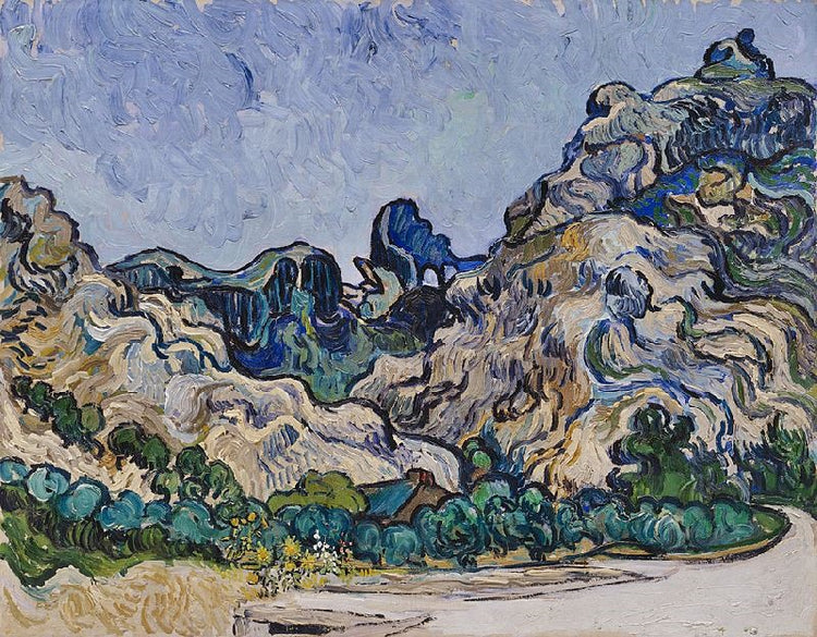 Mountains At Saint-Remy With Dark Cottage by Vincent van Gogh