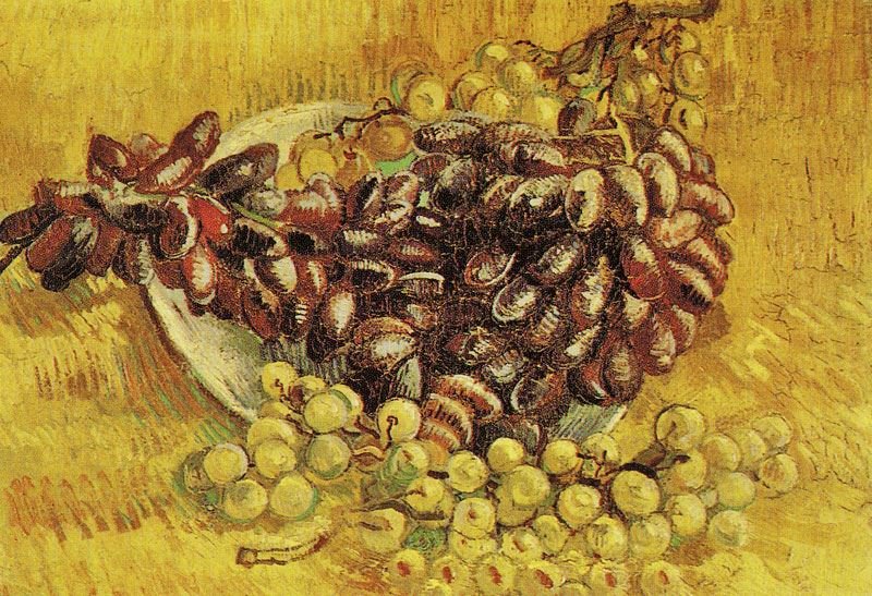 Plate With Blue And White Grapes by Vincent van Gogh