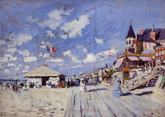 The Boardwalk On The Beach At Trouville by Claude Oscar Monet