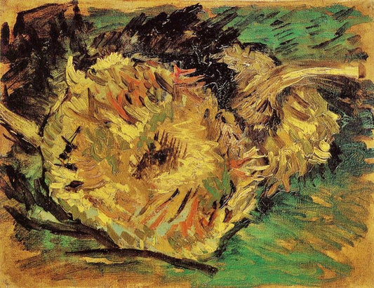 Two Cut Sunflowers, One Upside Down by Vincent van Gogh