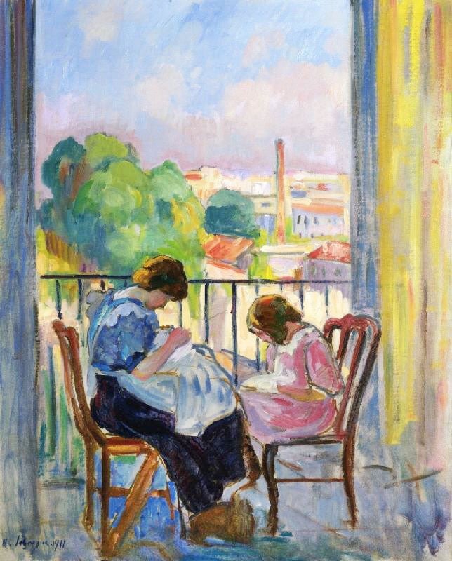 Girl Sewing At The Window by Henri Lebasque