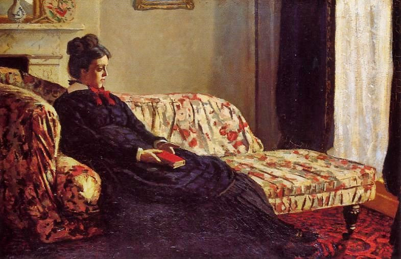 Meditation, Madame Monet Sitting On A Sofa by Claude Oscar Monet