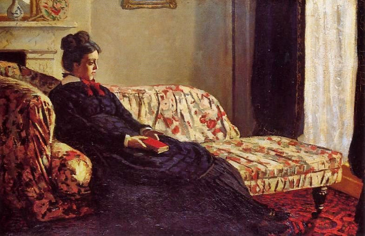 Meditation, Madame Monet Sitting On A Sofa by Claude Oscar Monet