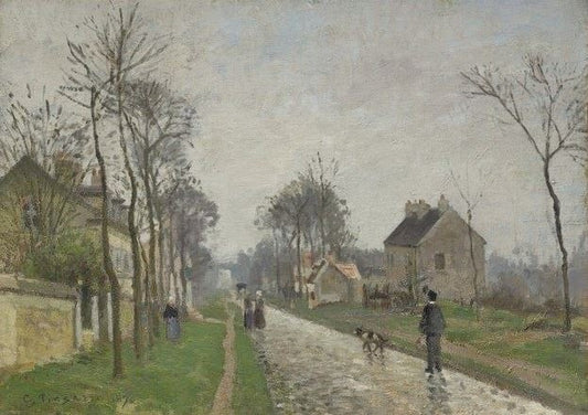 Route De Versailles, Louveciennes, Rain Effect by Camille Pissarro