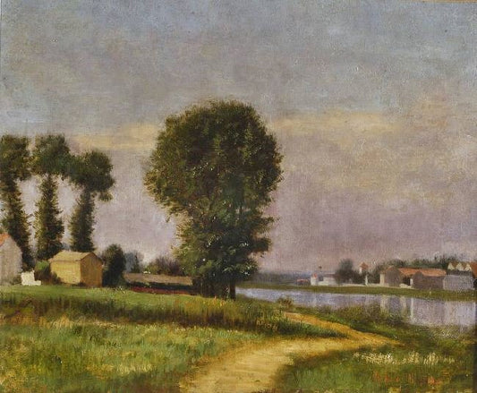 La Berge Du Petit-Gennevilliers Et La Seine by Gustave Caillebotte