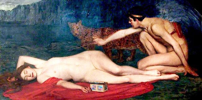 Cupid Guarding Psyche by Samuel George Ender