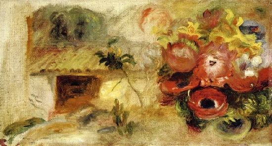 Small House, Buttercups And Diverse Flowers, Study by Pierre Auguste Renoir
