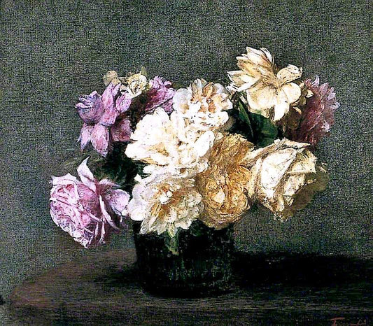 Pink And Yellow Roses by Henri Fantin-Latour