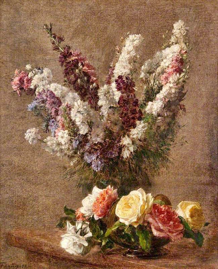 Roses And Larkspur by Henri Fantin-Latour
