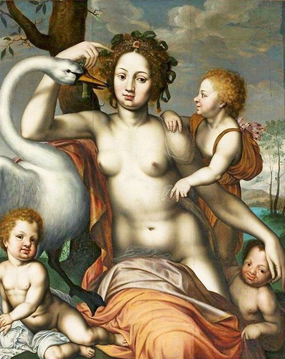 Leda With Swan And Children by Vincent Sellaer